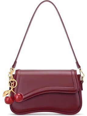 〽️Women's Burgundy PU leather Trendy Hobo Cute Mini Clutch Purses Shoulder Bag